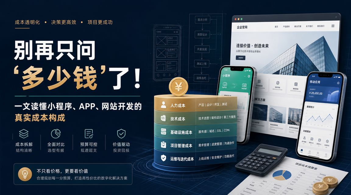 别再只问‘多少钱’了！一文读懂广州小程序、APP、网站开发的真实成本构成