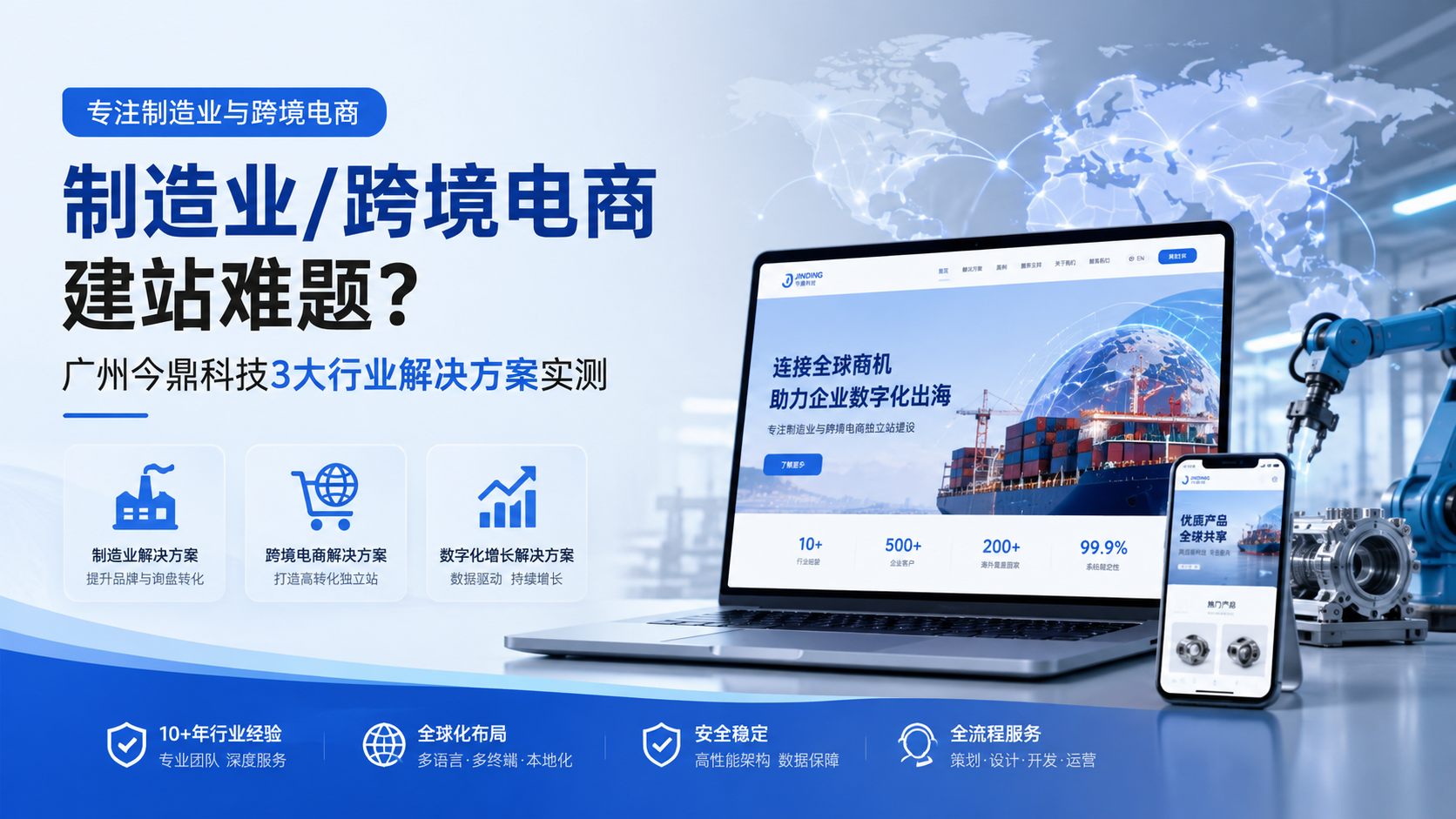 制造业/跨境电商建站难题？广州今鼎科技3大行业解决方案实测