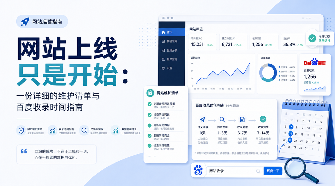 网站上线只是开始：一份详细的维护清单与百度收录时间指南