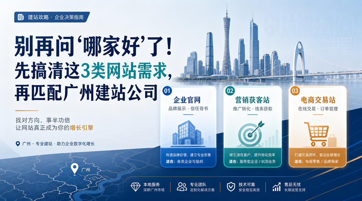 别再问‘哪家好’了！先搞清这3类网站需求，再匹配广州建站公司