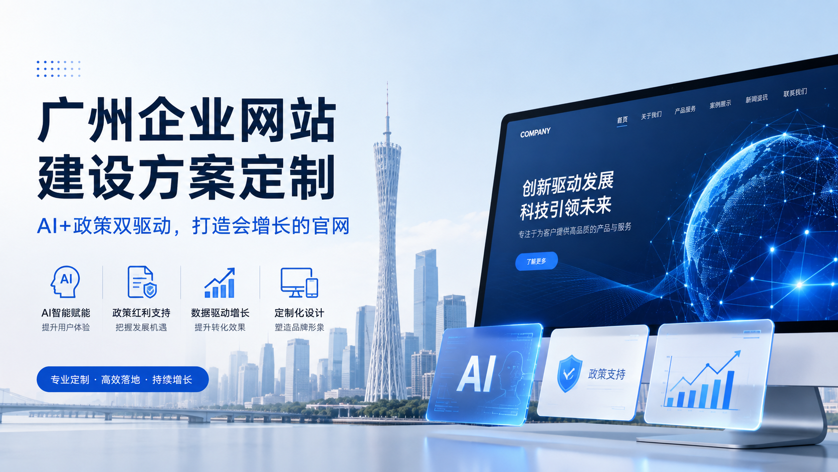 广州企业网站建设方案定制：AI+政策双驱动，打造会增长的官网...